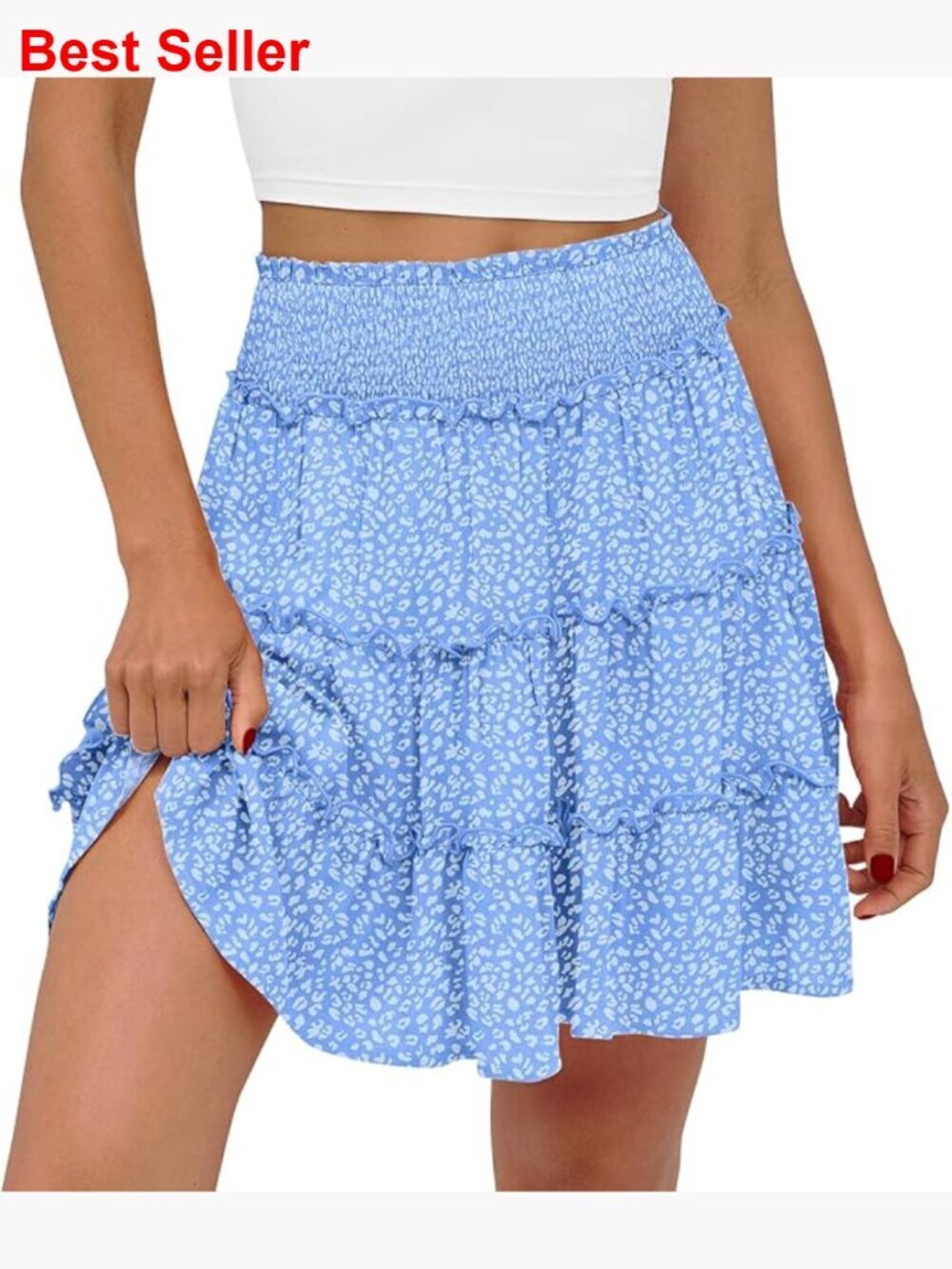 Rayon High Waist Flowy Skorts Ruffle Tiered Mini Skirts